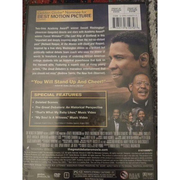 The Great Debaters DVD (2007) Drama PG-13 - Picture 2 of 2